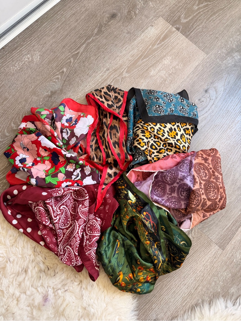 Mixed Pattern Silk Scarves - Floral, Paisley & Animal Prints